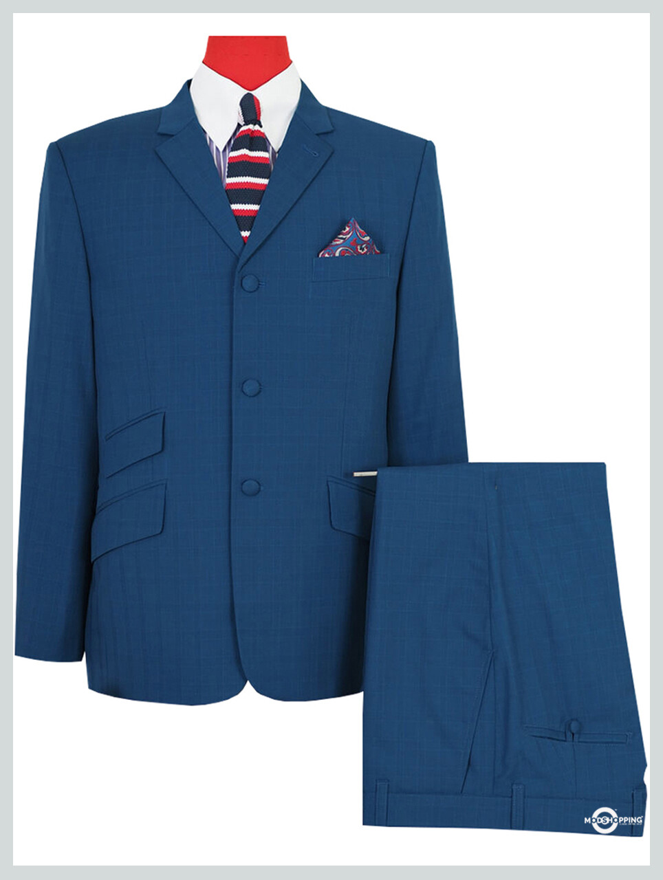 Mens Blue Suit|Teal Blue 3 Button Tailored Mohair Mod Suit