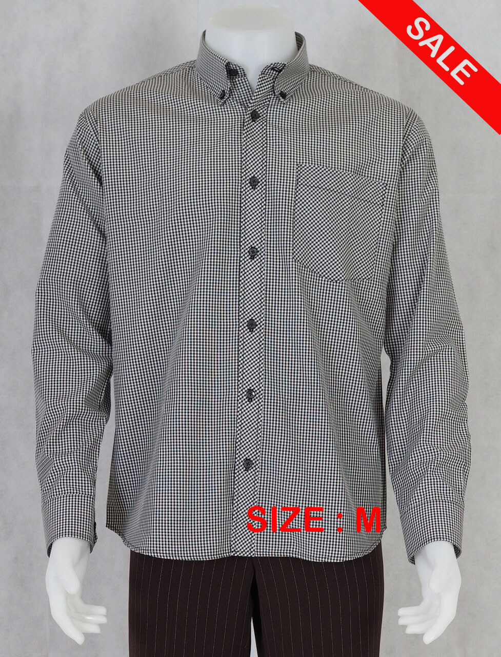 This Shirt Only Long-Sleeve Small  Gingham Black Color Shirt