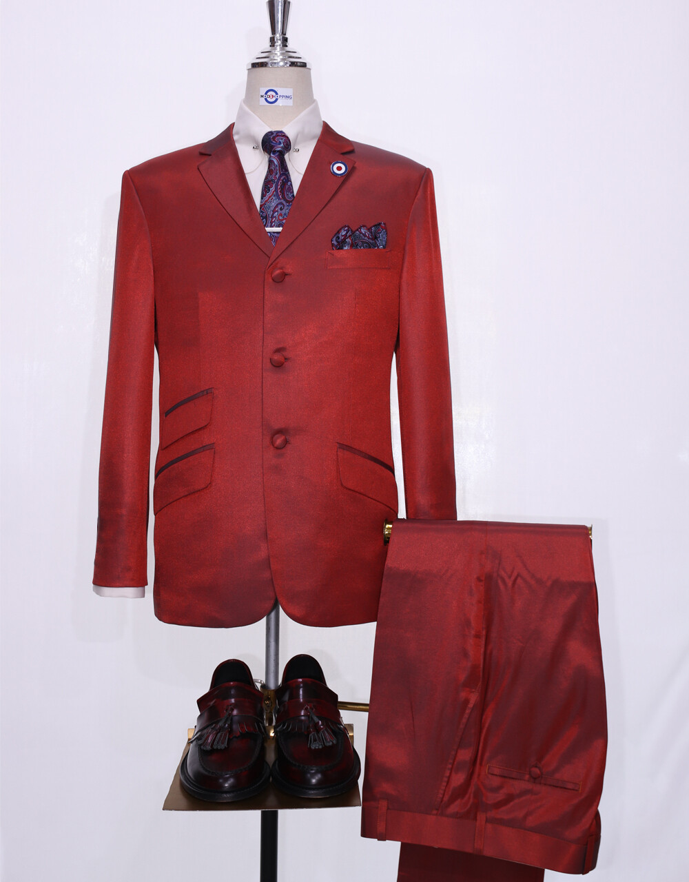 Burnt Orange And Pine Two Tone Suit For Men