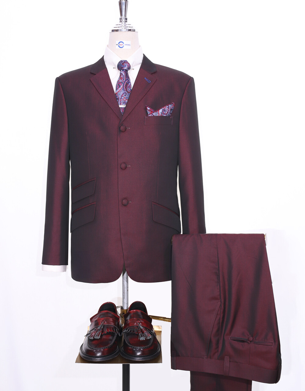Mod Suit | Wine And Black Two Tone Tonic Suit