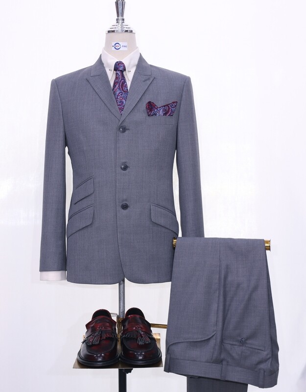 Mod Suit | Grey Peak Lapel 2 Piece Suit