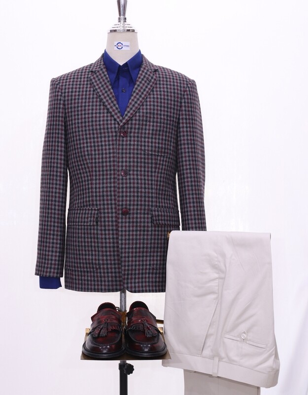 Tweed Jacket | Grey Gingham Check 60s Style Jacket