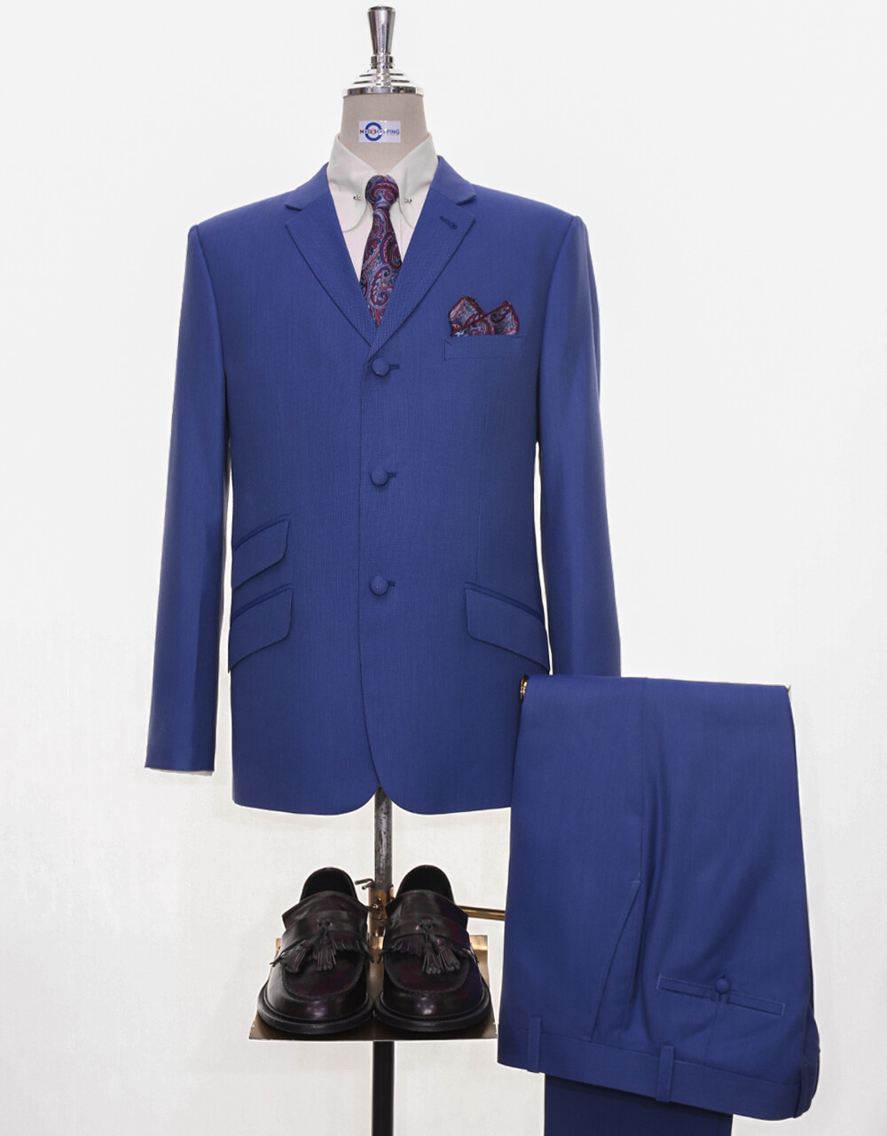 Mod Suit | 60s Mod Style Navy Blue Birdseye 3 Button Suit For Men