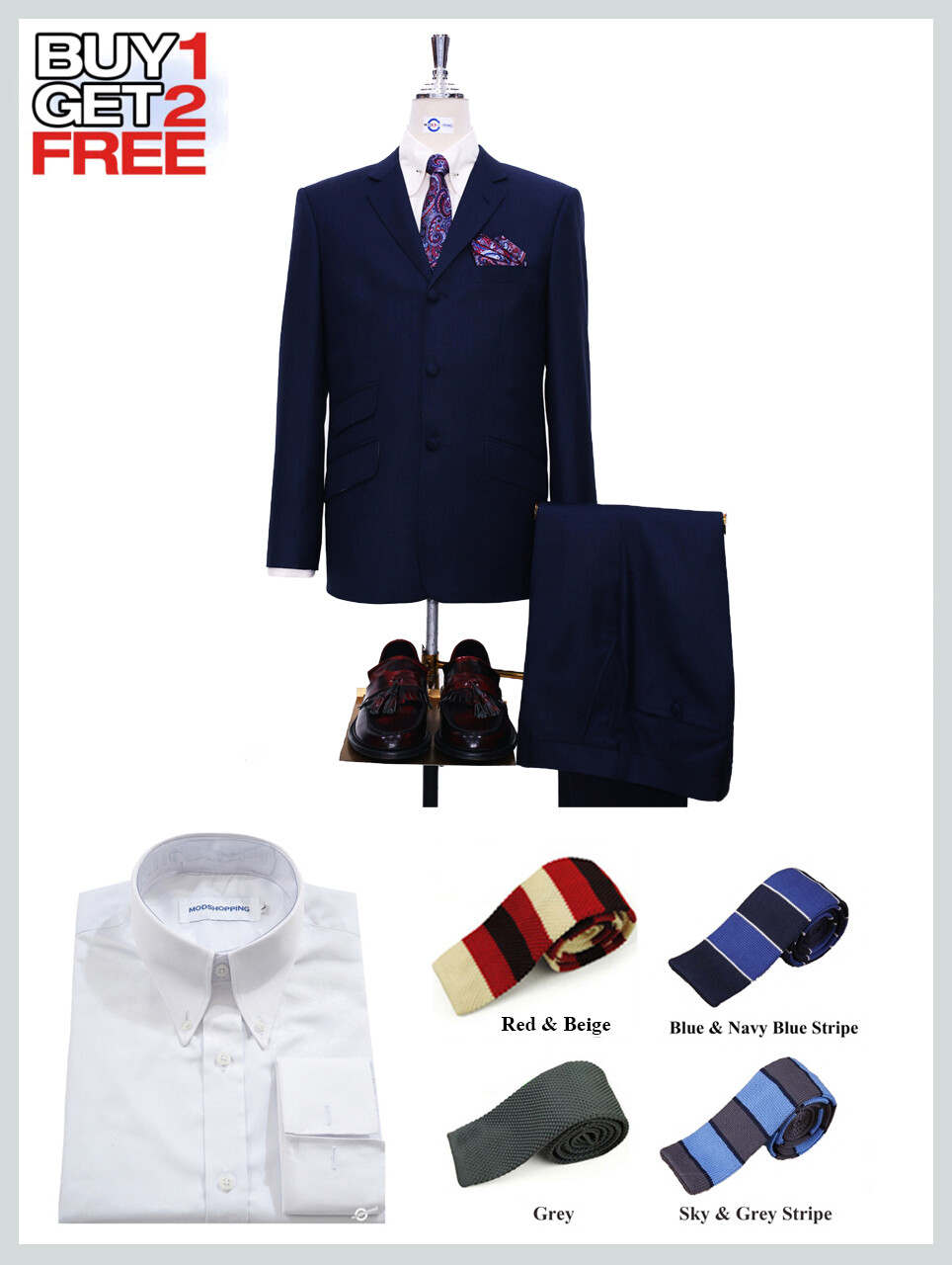 Suit Package | Tailored 60s Style Dark Navy Blue Mod Suit