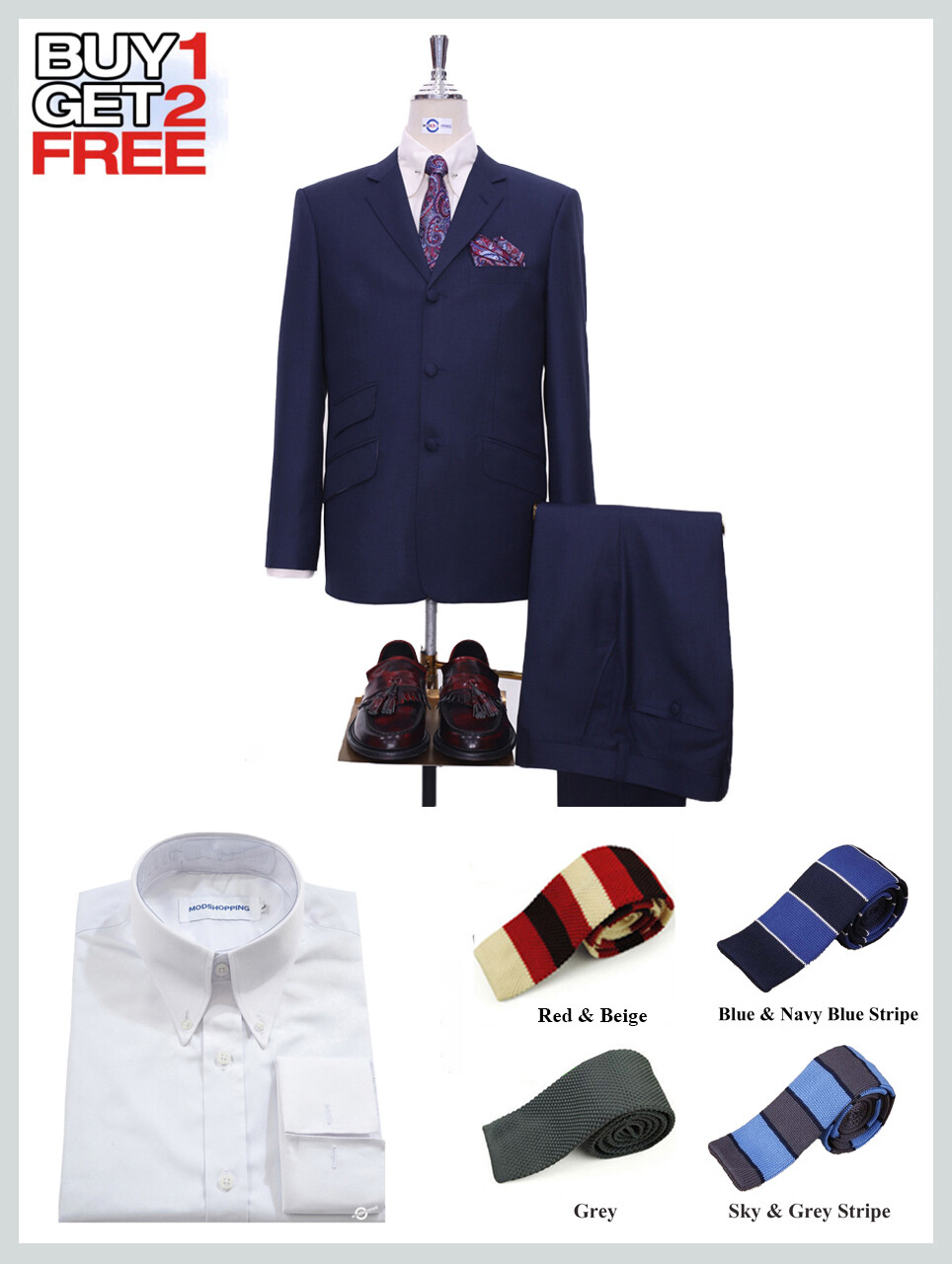 Suit Package | Tailored 60s Style Navy Blue Mod Suit.