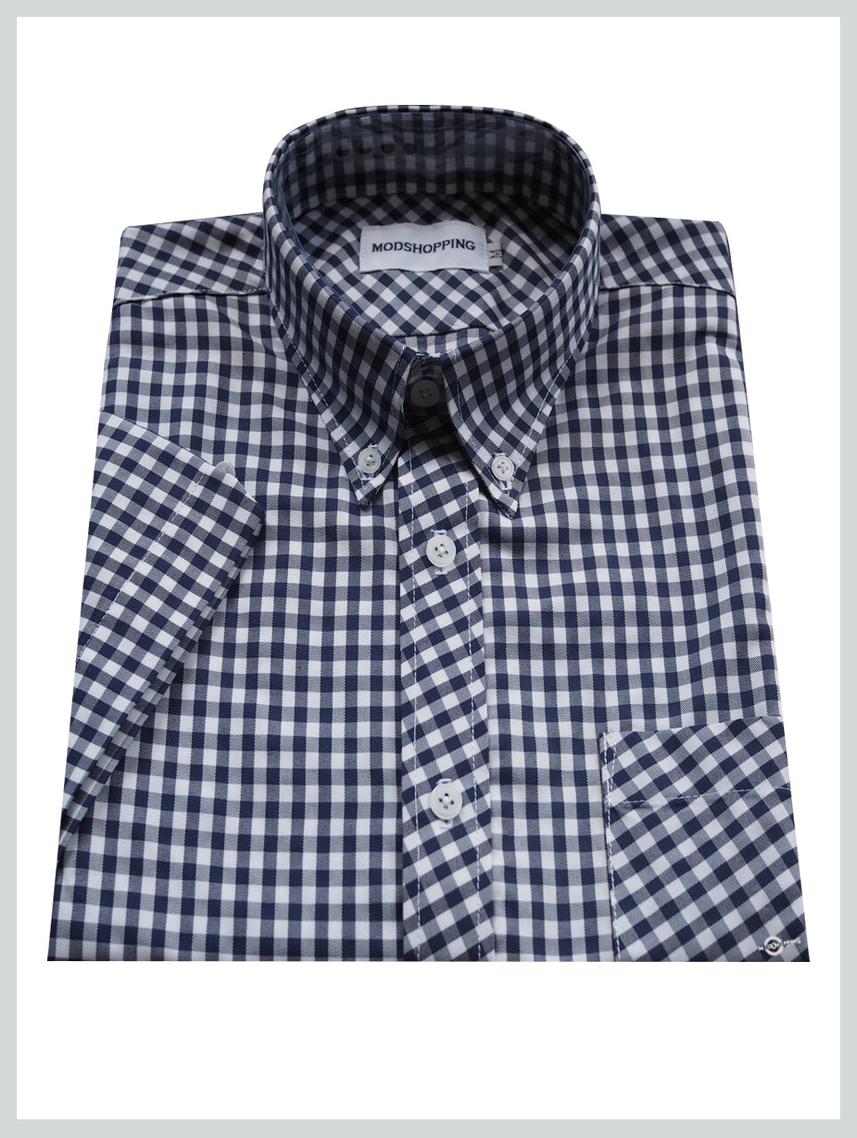This Shirt Only Gingham Check Navy Blue Color Shirt