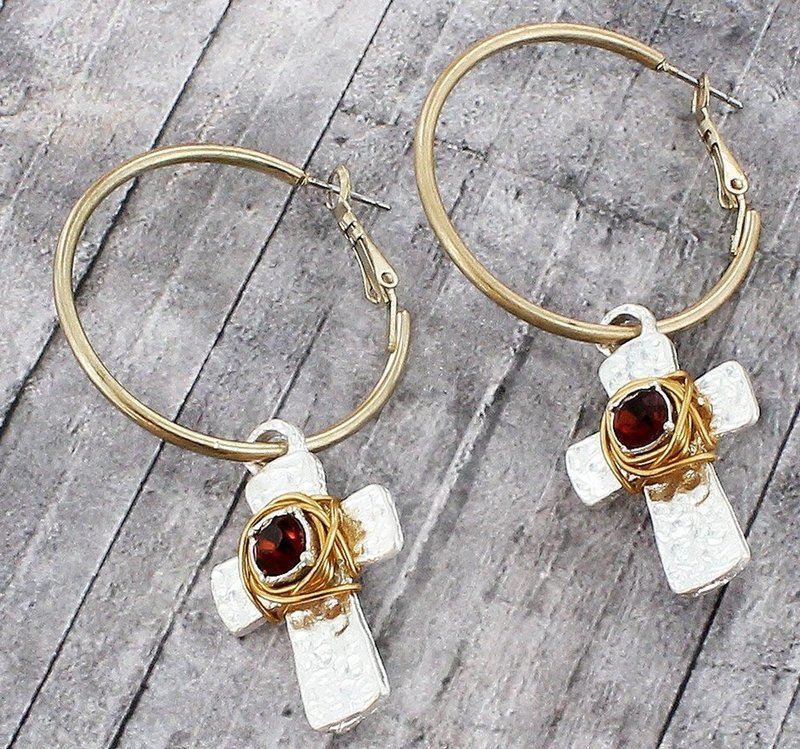 Smoky Quartz Wire Wrapped Cross Earrings Smoky Quartz Wire Wrapped Cross Earrings