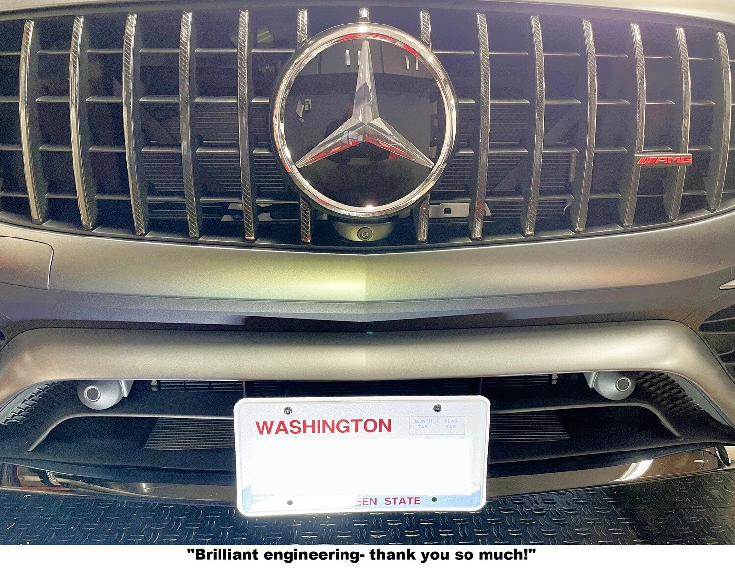 Sly Bracket fits Mercedes-Benz models with horizontal slats lower grille.