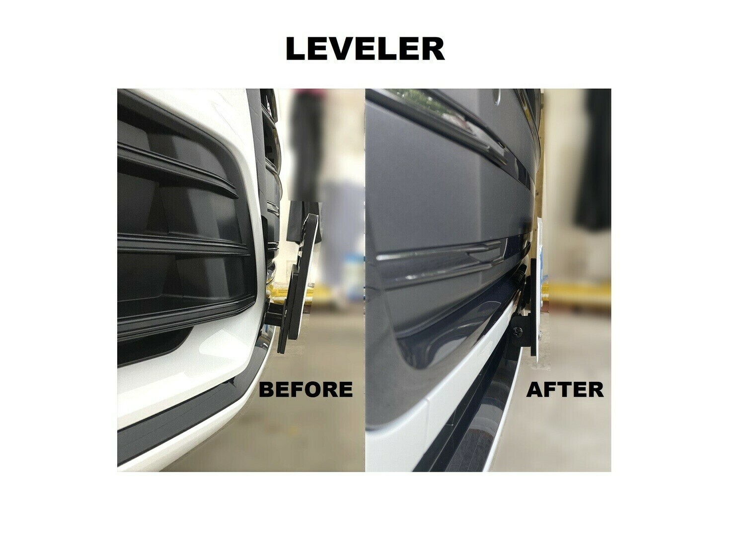 CENTER PLATE RISER with LEVELER- License Plate Riser For Lower Grilles with Center Parking Sensor or Drive Assist