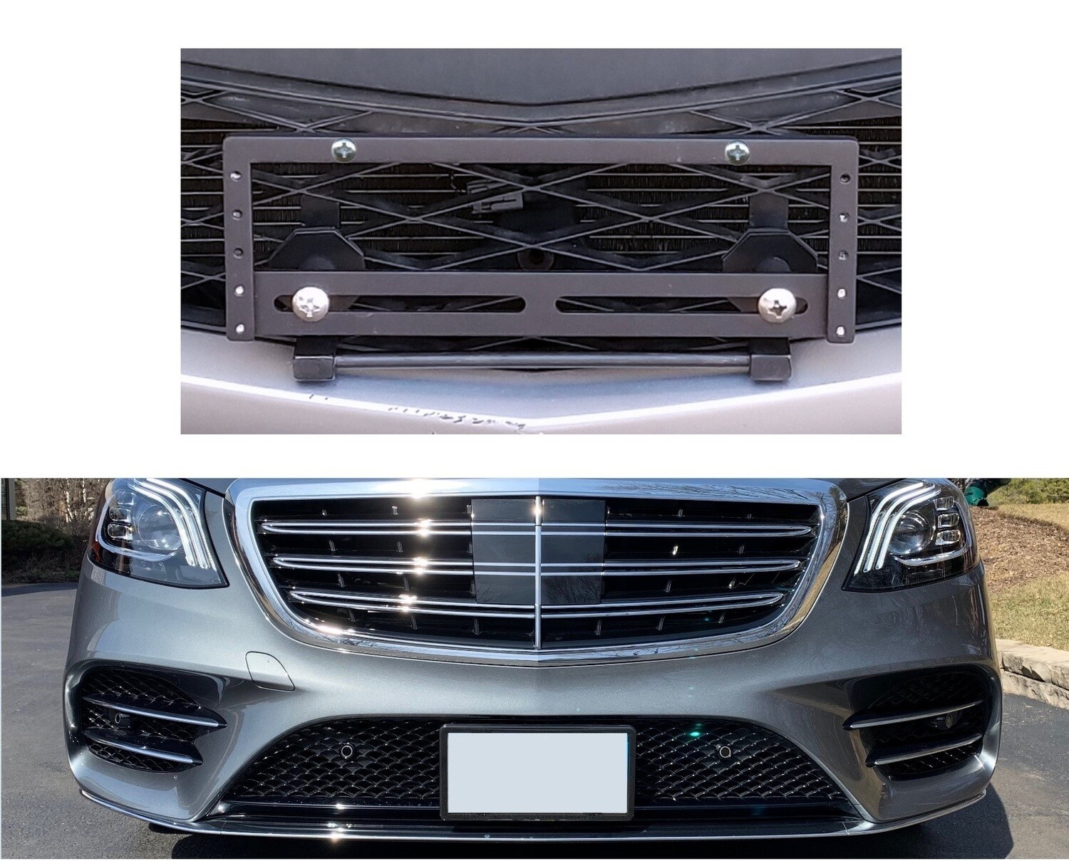 Sly Bracket for Mercedes-Benz models with mesh lower grille.
