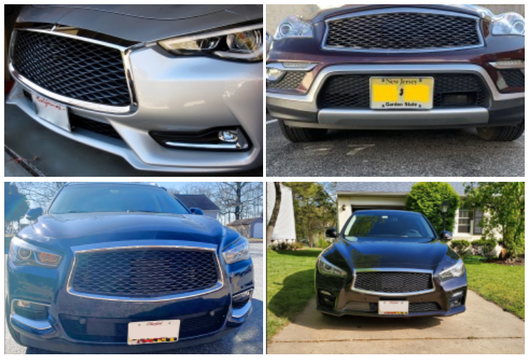 Sly Bracket for Infiniti models with mesh-style lower grille.