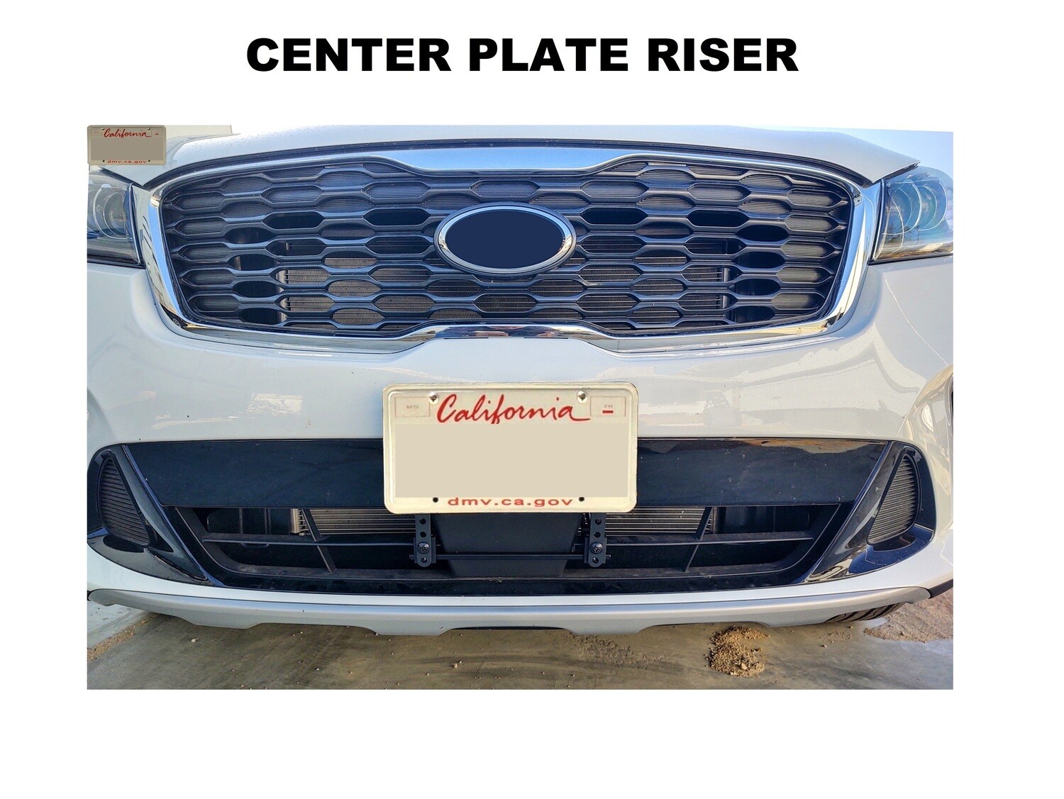 CENTER PLATE RISER - License Plate Riser For Lower Grilles with Center Parking Sensor or Driver Assist (ADD-ON)