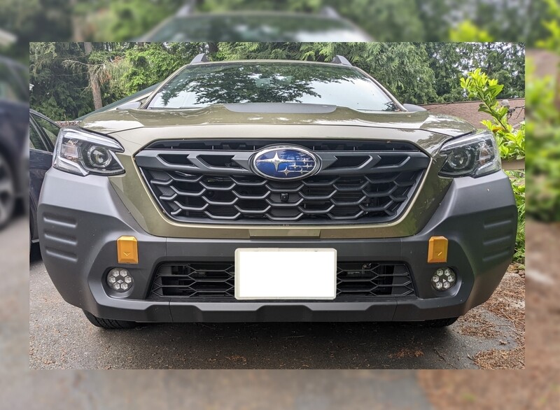 Sly Bracket for Subaru Outback Wilderness with mesh-style lower grille.