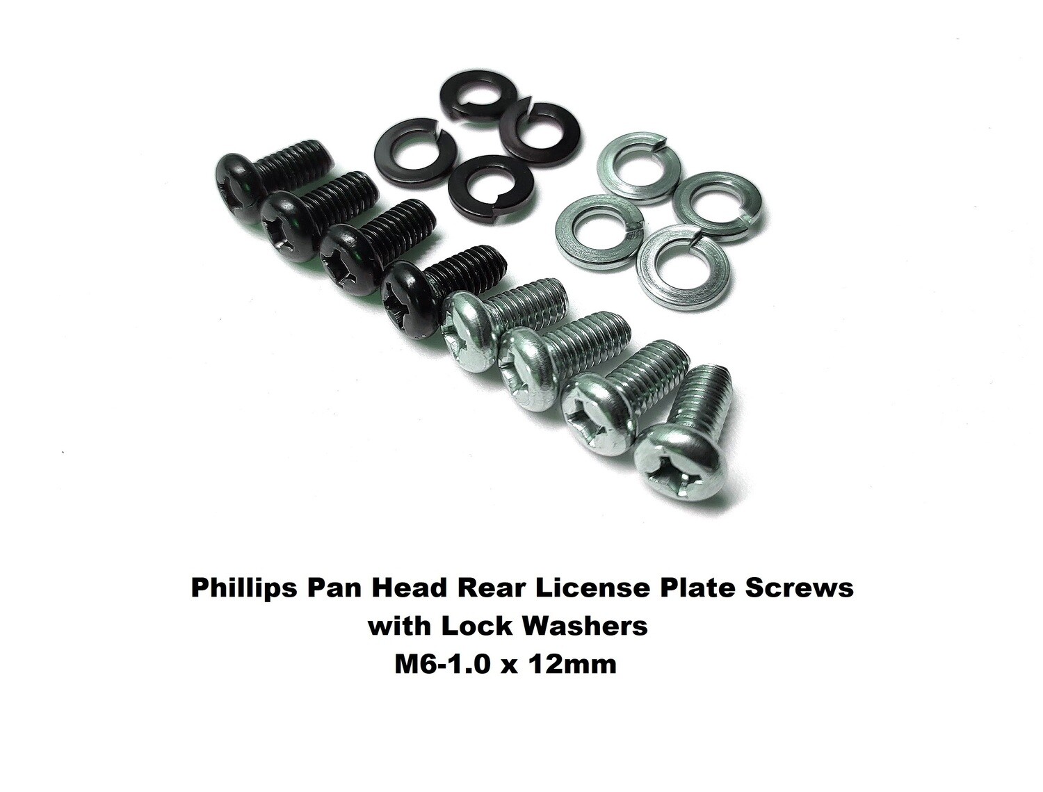 REAR LICENSE PLATE PHILLIPS SCREWS WITH LOCK WASHERS STAINLESS STEEL M6-1.0 X 12MM (4 PCS)