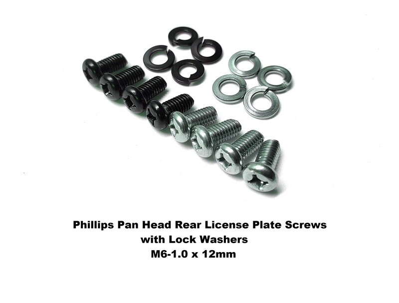 REAR LICENSE PLATE PHILLIPS SCREWS WITH LOCK WASHERS STAINLESS STEEL M6-1.0 X 12MM (4 PCS)