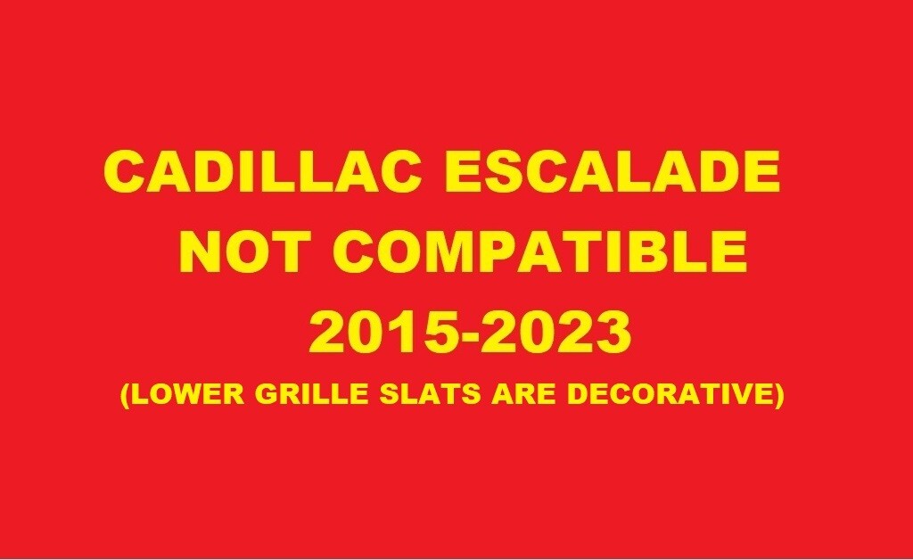 Sly Bracket for Cadillac with horizontal slat lower grille.
