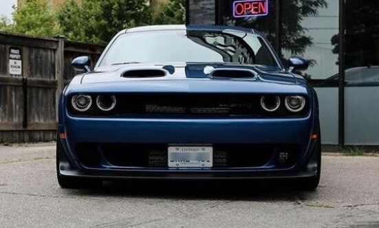 Sly Bracket for Dodge Challenger with mesh-style lower grille.