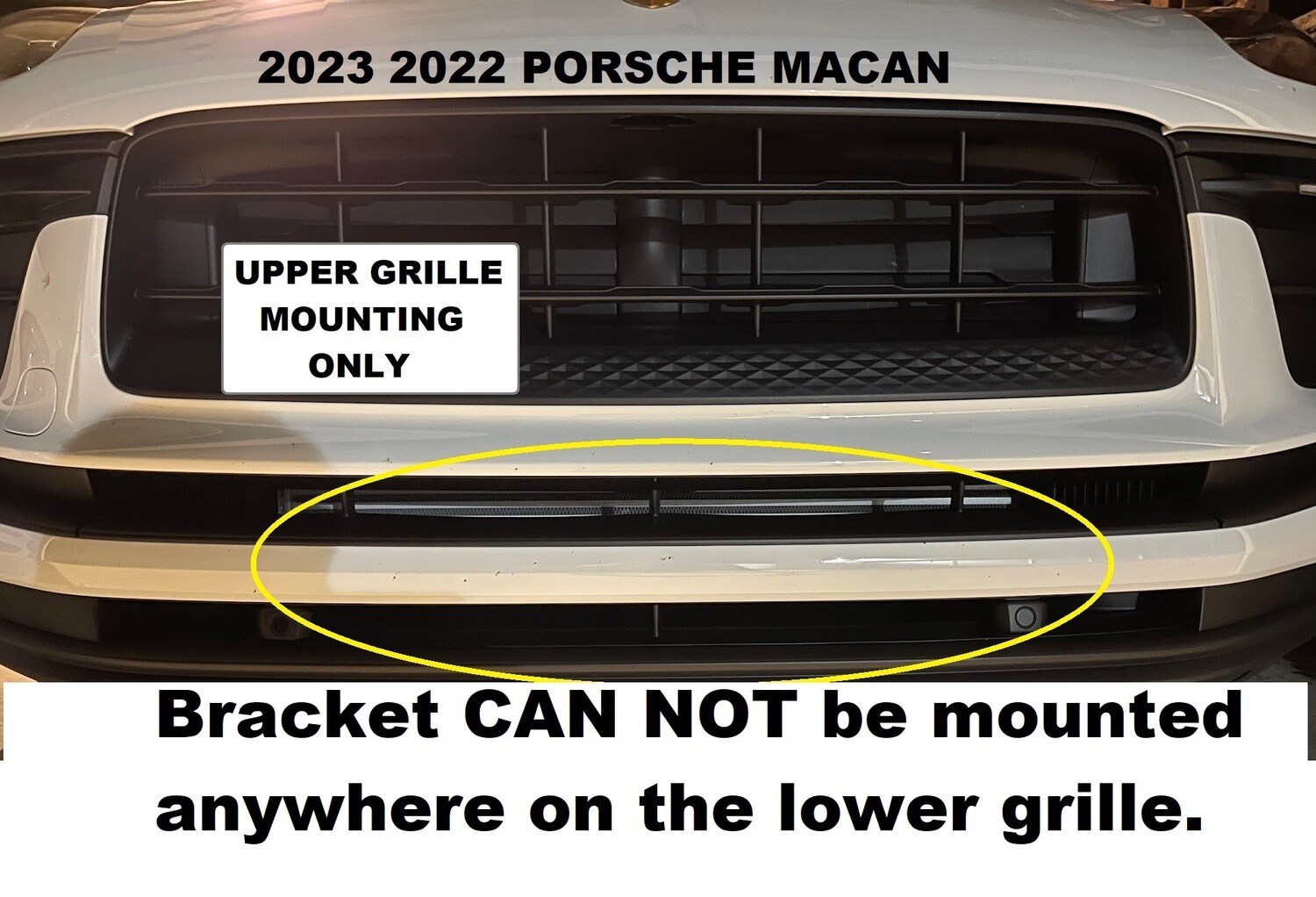 Sly Bracket fits Porsche models with horizontal slats grille, applicable to both upper and lower grilles.