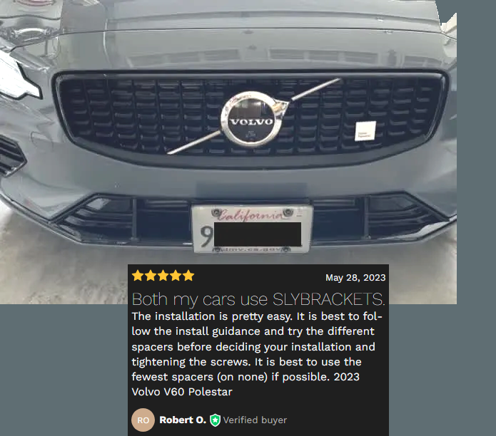 Sly Bracket fits Volvo V60 with horizontal slats lower grille