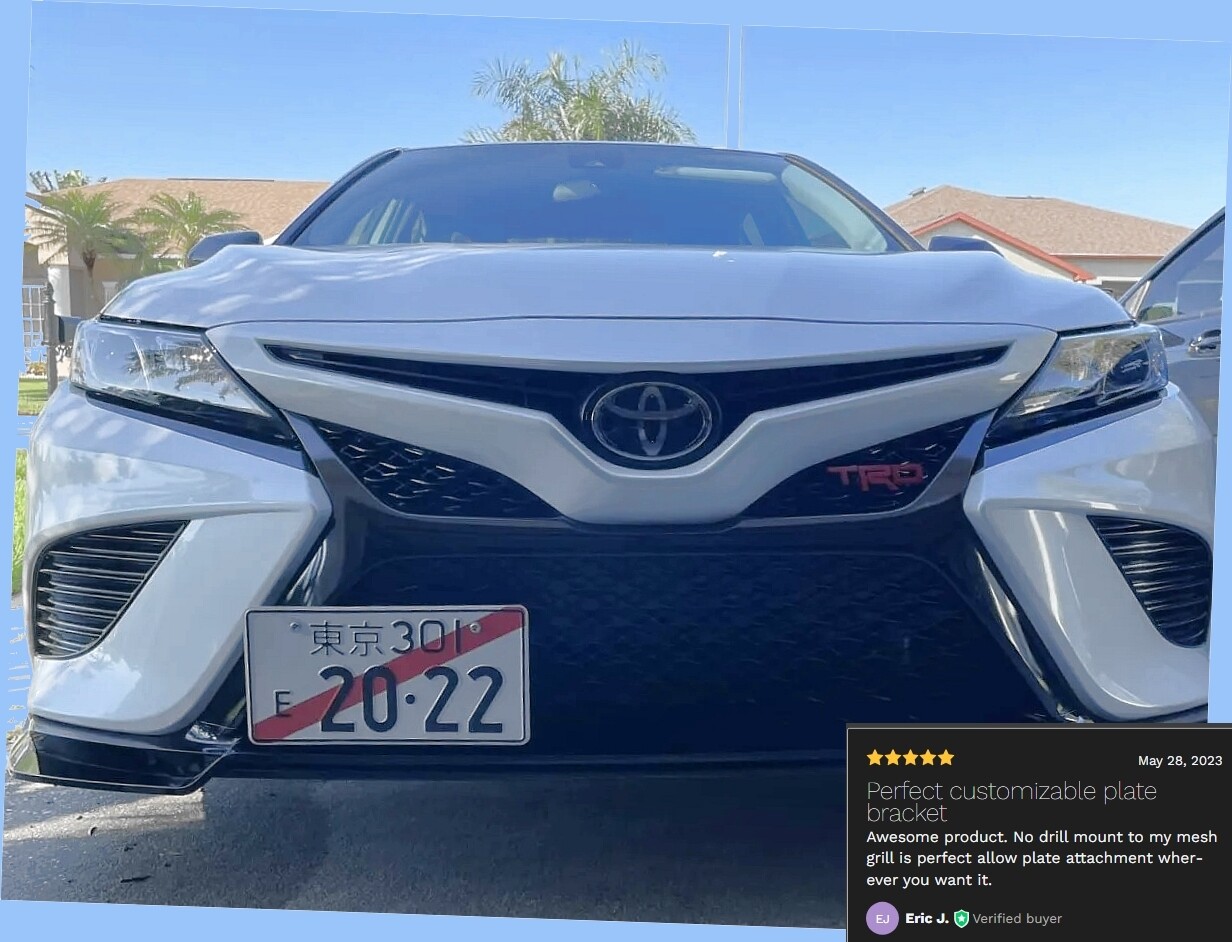 Sly Bracket fits Toyota Camry with mesh-style lower grille.