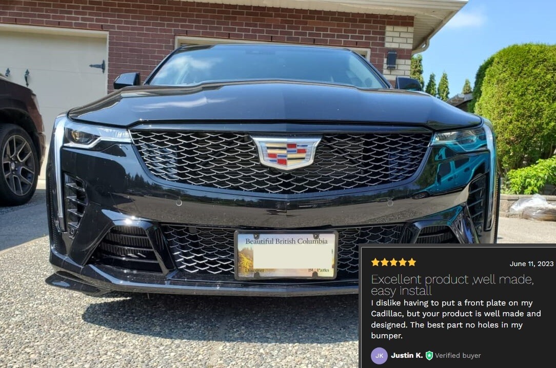 Sly Bracket for Cadillac CT4 with mesh-style lower grille.