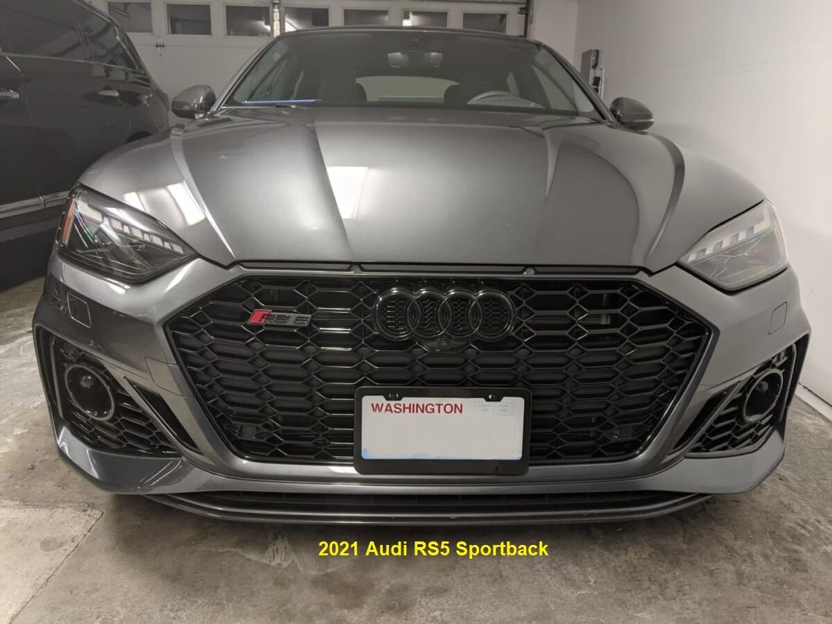 Sly Bracket for Audi RS5 with mesh-style lower grille.