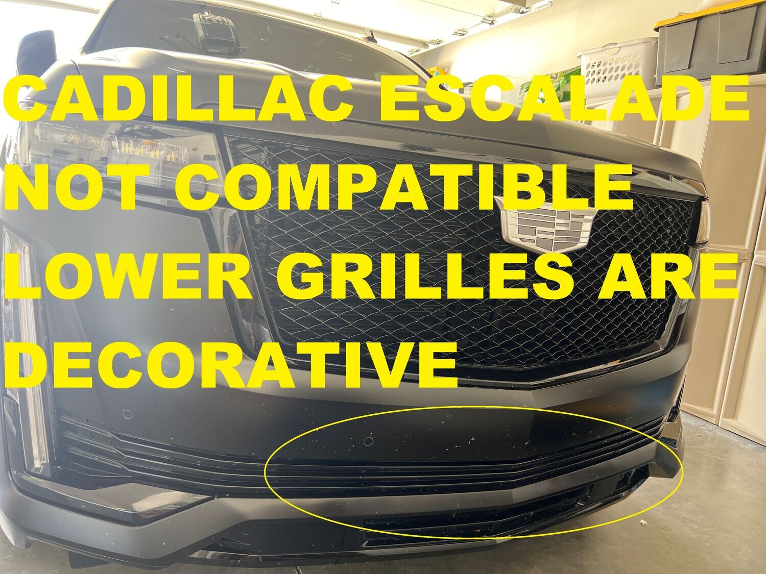 Sly Bracket for Cadillac with horizontal slat lower grille.