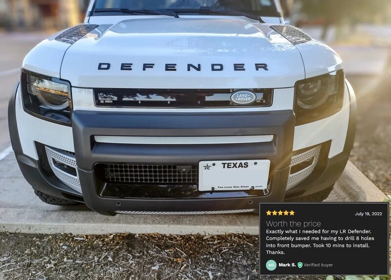 Sly Bracket for Land Rover Defender with mesh grille.