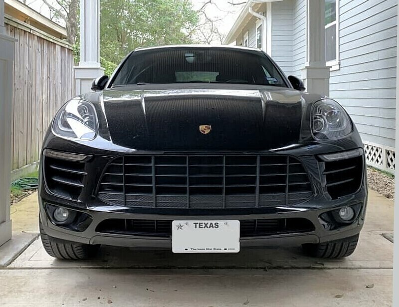 Sly Bracket fits 2016-2021 Porsche Macan with two center vertical slats lower grille.