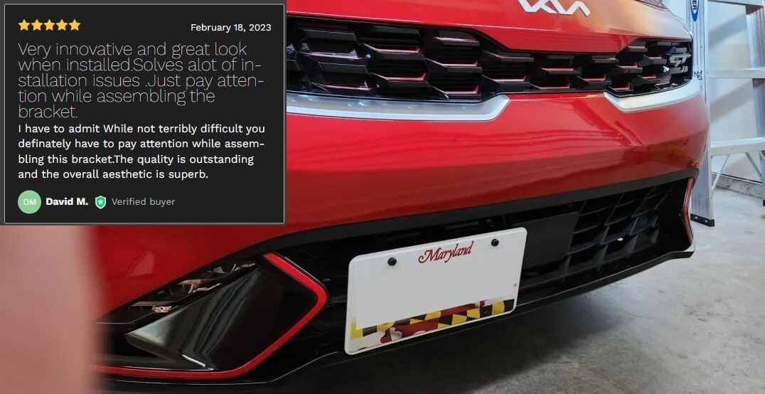 Sly Bracket fits Kia Forte with horizontal slat lower grille.