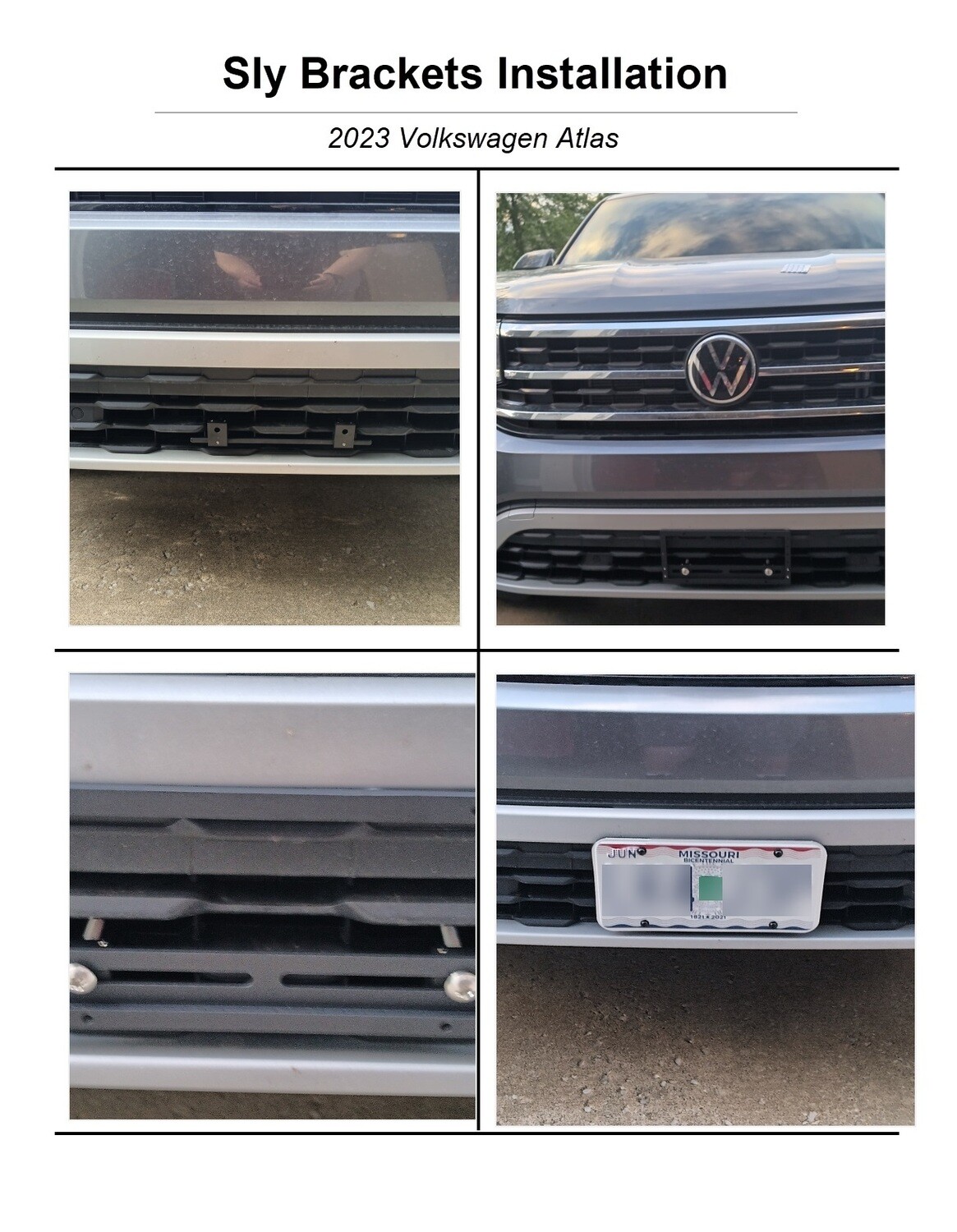 Sly Bracket fits Volkswagen Atlas with horizontal and vertical slats lower grille