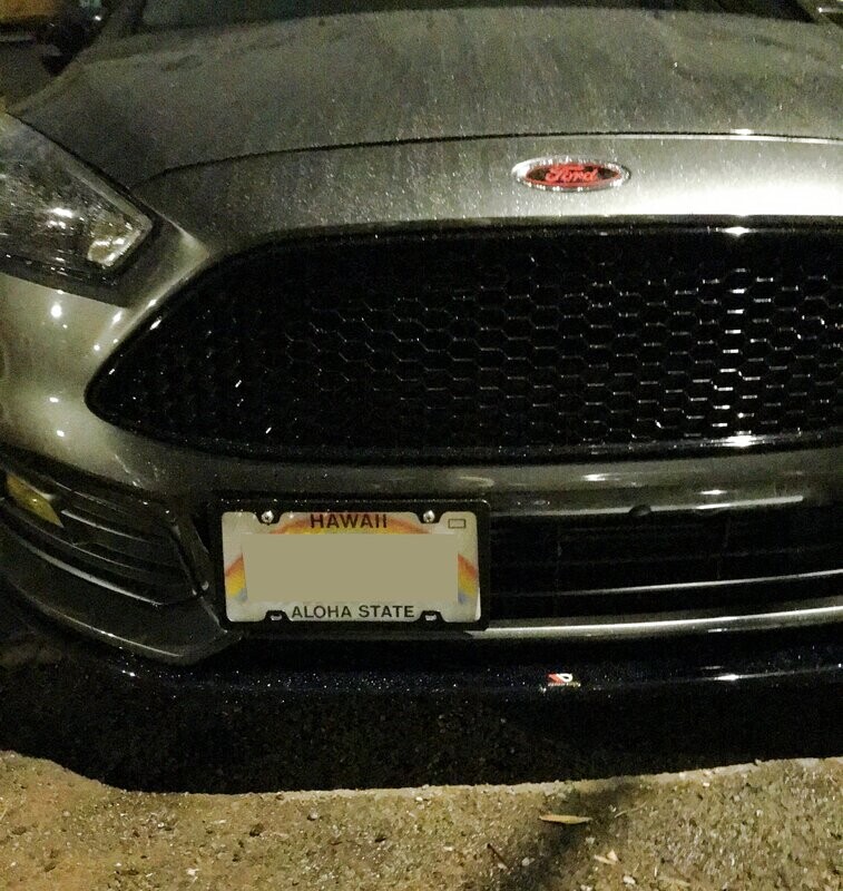 Sly Bracket fits Ford Focus with horizontal slat lower grille.
