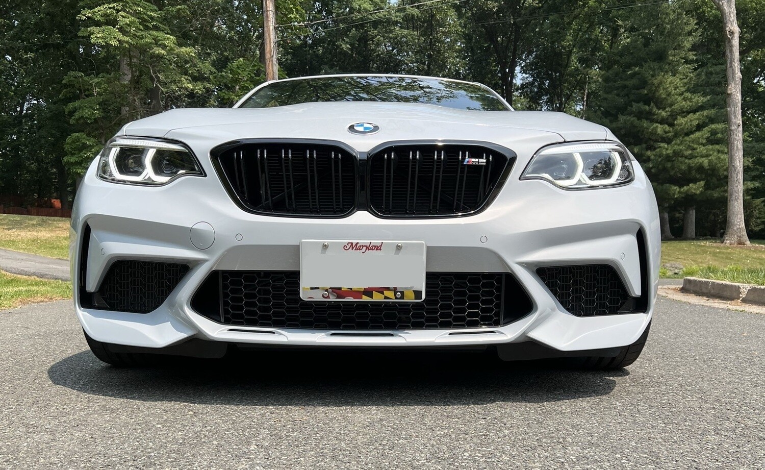 Sly Bracket for BMW M2 with mesh lower grille.