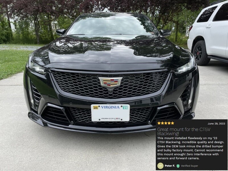 Sly Bracket for Cadillac CT5 with mesh lower grille.
