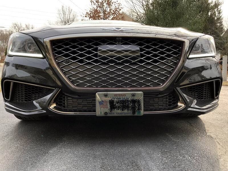Sly Bracket for Genesis G80 with mesh-style lower grille.