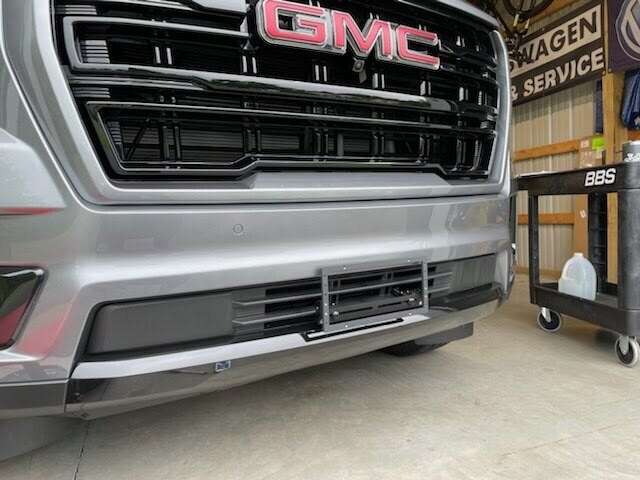 Sly Bracket fits GMC Yukon Denali with horizontal slat lower grille.