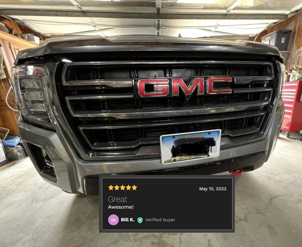 Sly Bracket fits GMC Yukon Denali with horizontal slat lower grille.
