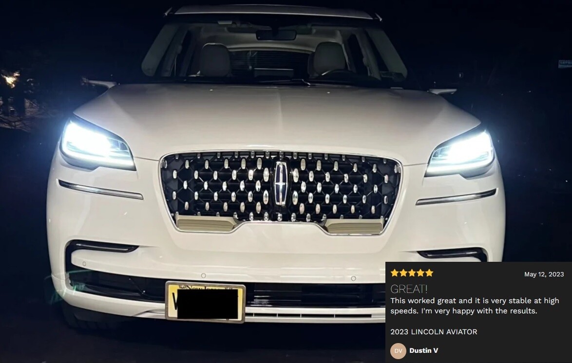 Sly Bracket fits Lincoln Aviator with horizontal slats lower grille.