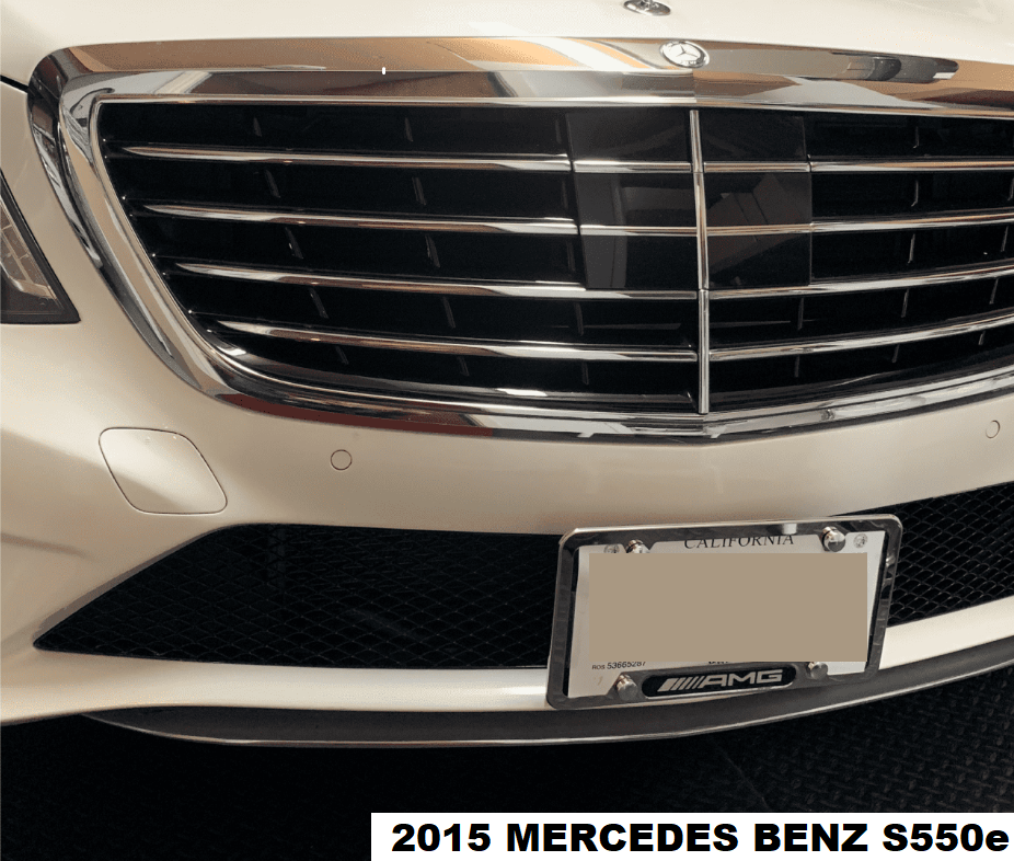 Sly Bracket for Mercedes S560 and S550 with mesh-style lower grille.