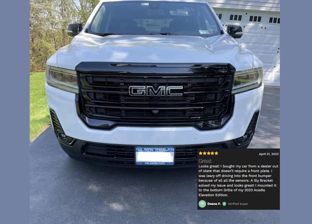Sly Bracket for GMC models with mesh-style grille.