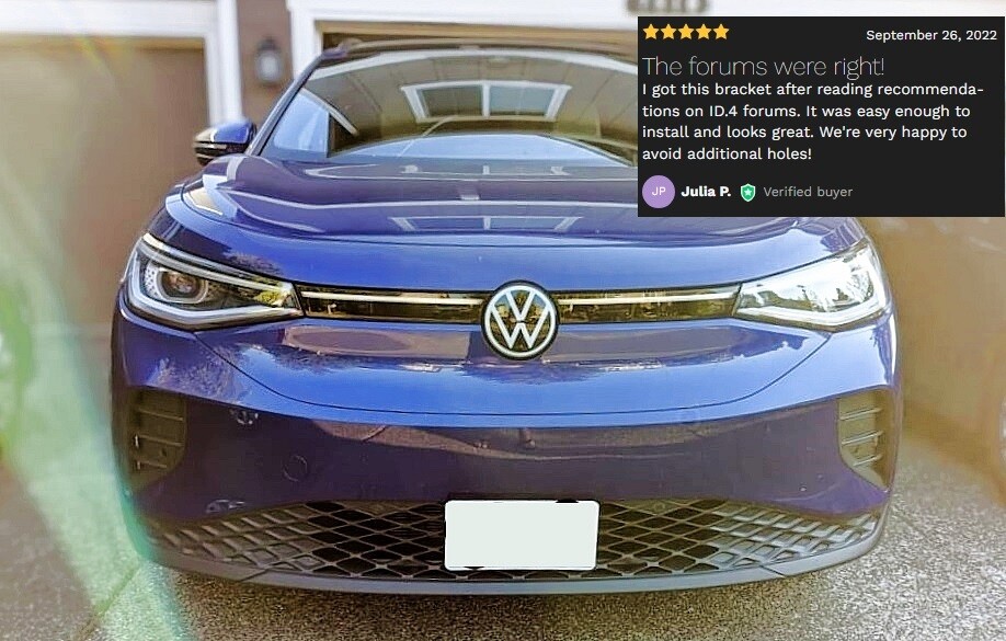 Sly Bracket fits Volkswagen 2021-2024 ID.4 with mesh-style lower grille.
