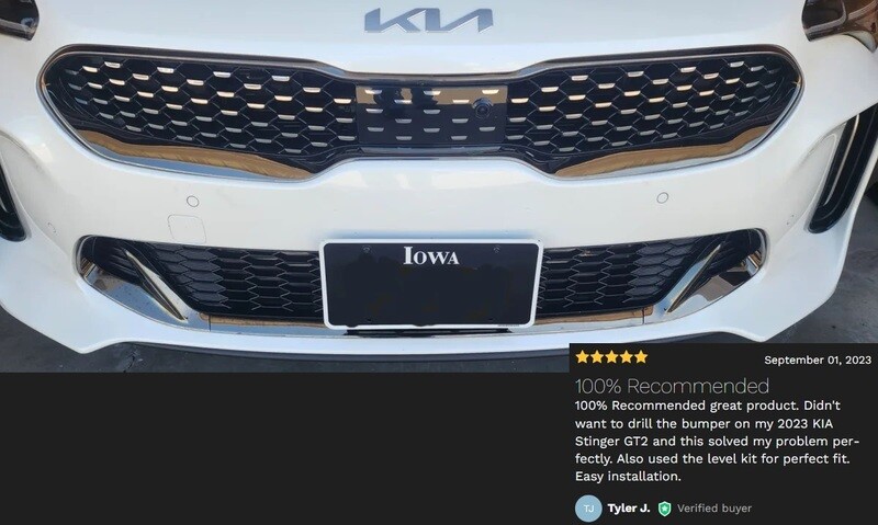 Sly Bracket for Kia Stinger GT GT2 with mesh-style lower grille.