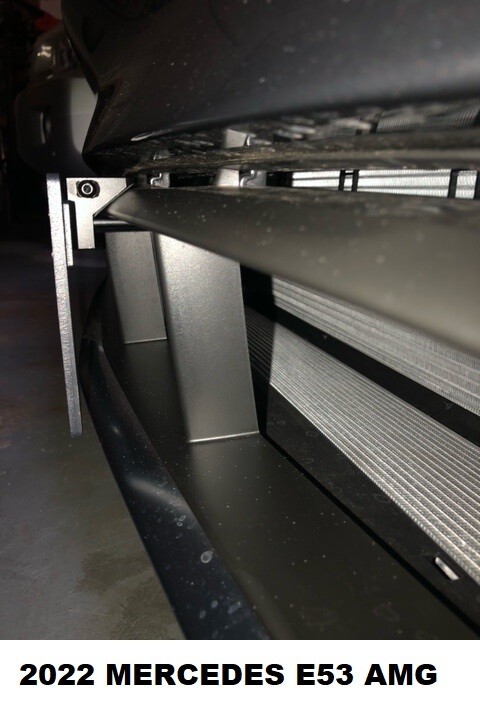Sly Bracket fits Mercedes-Benz E53 and E450 with horizontal slat lower grille.