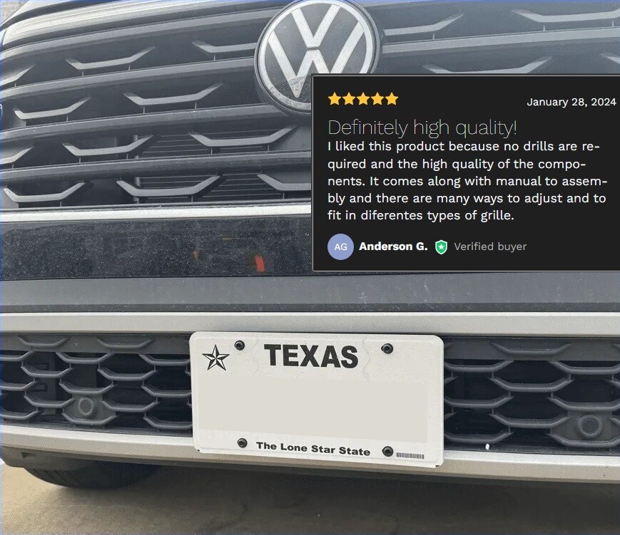 Sly Bracket for Volkswagen Atlas Cross Sport with mesh lower grille.