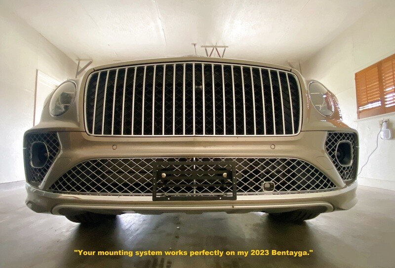 Sly Bracket for Bentley Bentayga, Continental Flying Spur, and GTC, with mesh-style lower grille.