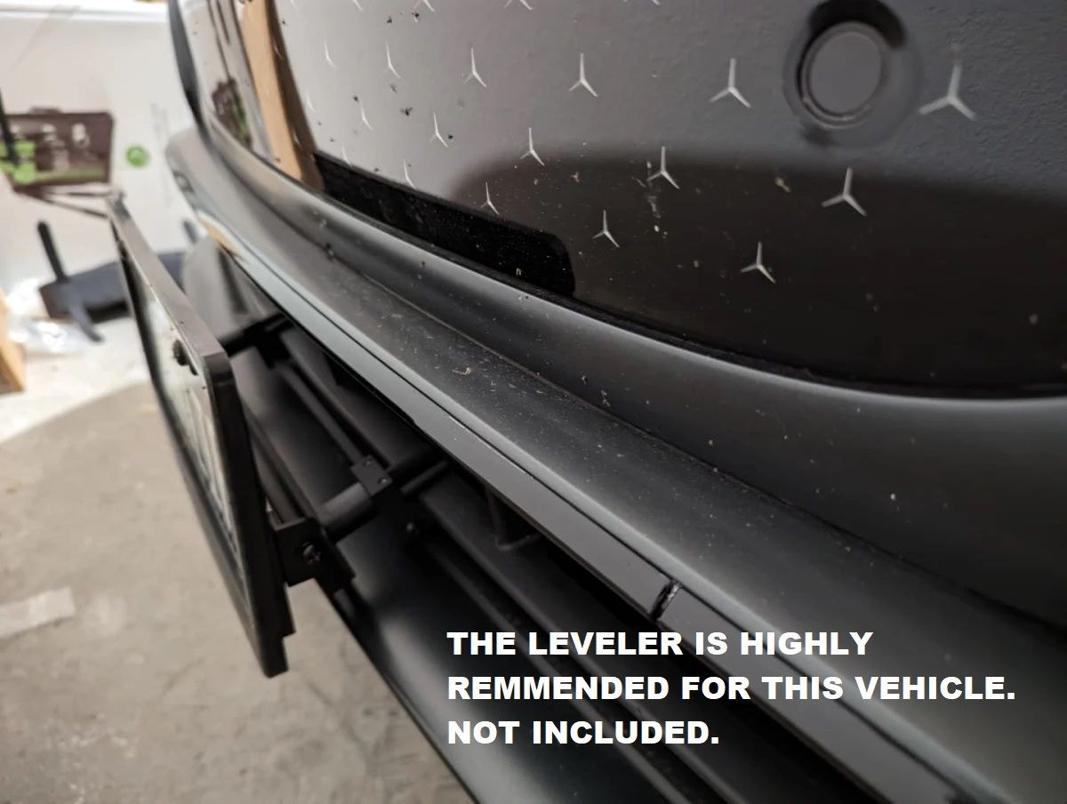 Sly Bracket fits Mercedes-Benz EQS with horizontal slat lower grille.