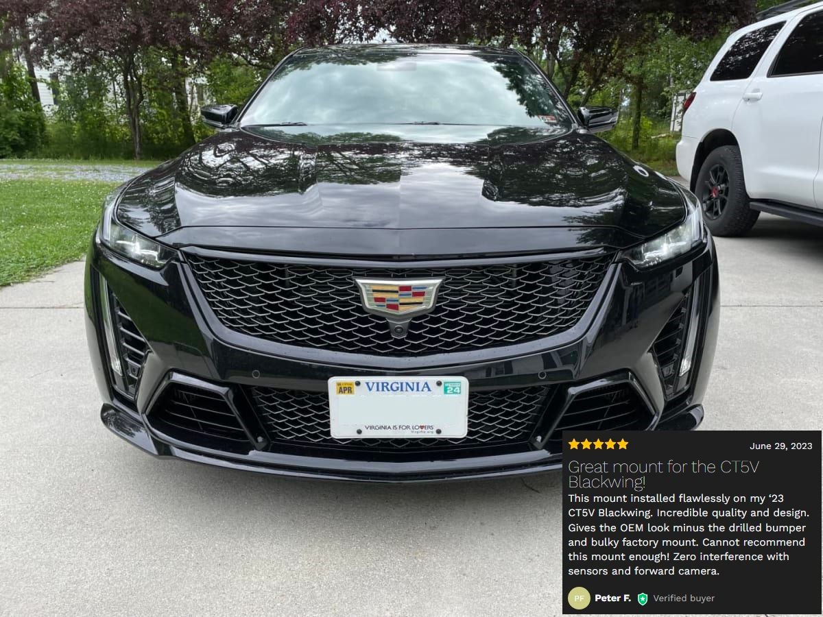 Sly Bracket for Cadillac CT4 with mesh-style lower grille.