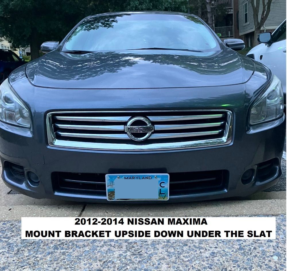 Sly Bracket fits Nissan Maxima with horizontal slats lower grille.