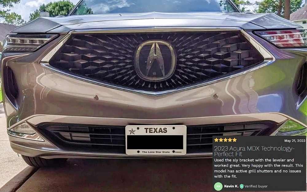 Sly Bracket for Acura MDX with horizontal slats lower grille.