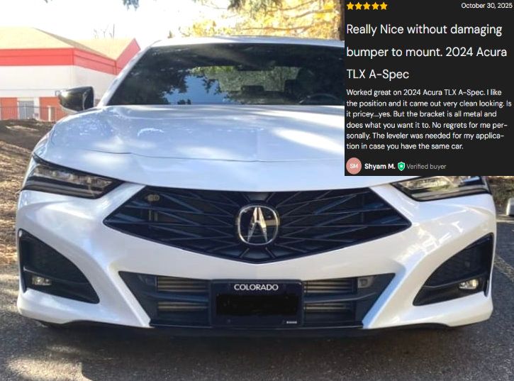 acura tlx type s no drill license plate frame holder bracket relocator no holes front